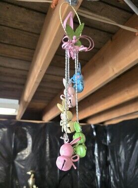 Easter Bunny Bell Hanging Charm - Pink, Green, Blue, Yellow
